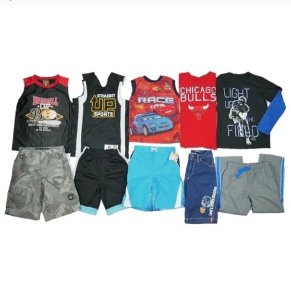 Boys Size 7 11 Piece Set Athletic School Outfits Long Sleeve Shorts Shirts Tanks